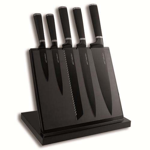 Bloc Aimanté Noir + 5 Couteaux Noirs Tarrerias Bonjean